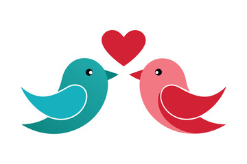 Adorable Lovebirds with Heart - Cute Valentine Bird Vector Illustration for Romantic Decor, Cards & Wildlife Art