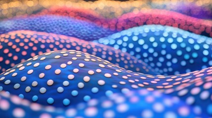 Colorful abstract waves with dotted patterns create a mesmerizing visual effect, AI