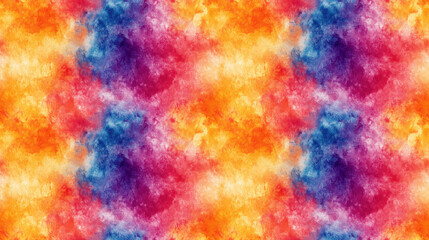 Seamless tie dye pattern featuring vibrant summer colors and fluid brush textures perfect for fabric design and creative projects