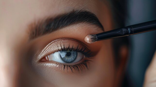 Model in soft lighting applying eyeshadow primer