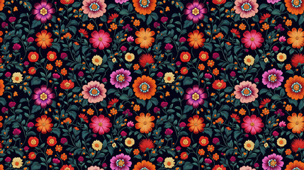 Seamless Mughal art embroidery pattern featuring intricate flower designs ideal for fashion textiles and home decor