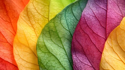 Obraz premium Vibrant rainbow flower petals, a vivid macro closeup showcasing nature's colorful artistry.