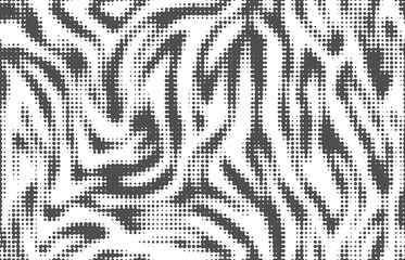 Zebra dot stylish texture. Digital stripe skin, halftone pattern, animal print. Black and white seamless background. Vector