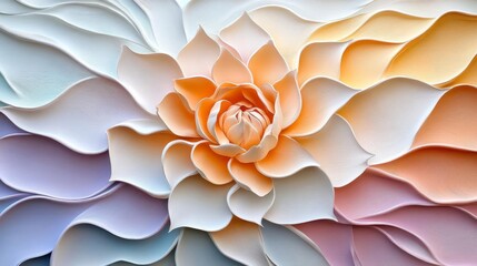 Organic petal composition with soft pastel backdrop, intricate textures, natural ambiance, warm sunlight, high realism