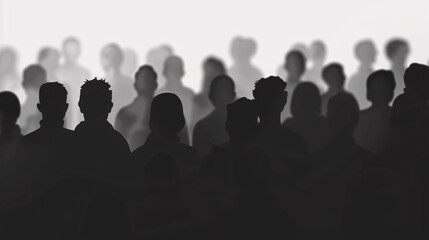 Crowd of People Silhouettes: Silhouettes of a crowd of people.