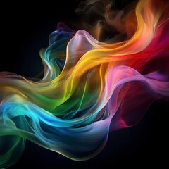 Naklejka premium Black Background Rainbow Flowing Illustration E004