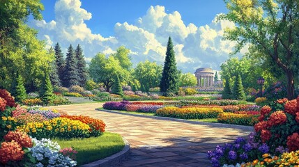 Fototapeta premium Beautiful Spring Landscape in a Colorful Park