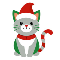 christmas cat with santa claus hat