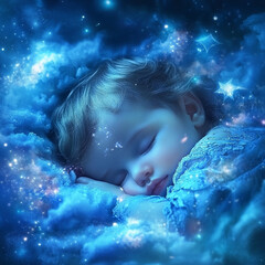 Journey with Arcturian Starseeds: Cosmic Wisdom and Healing Energy Surrounding a Sleeping Baby in Ethereal Light