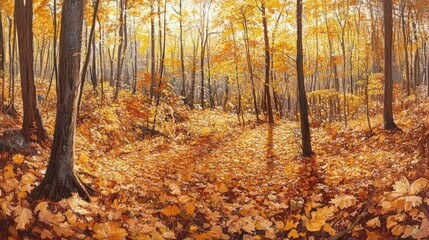 Fototapeta premium Autumn Forest Panorama with Breathtaking Colors