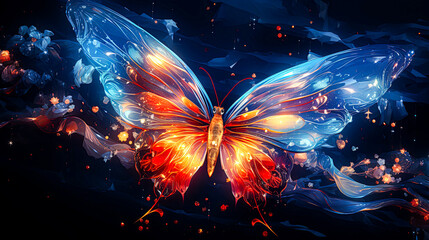 Abstract butterfly light is flying in the sky, butterfly light
