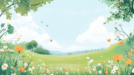Serene Meadow: A Vibrant Spring Landscape