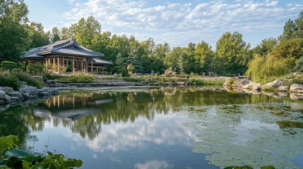 Serene Pond Reflection in a Tranquil Landscape