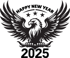 Happy New Year 2025 Eagle bird silhouette vector design