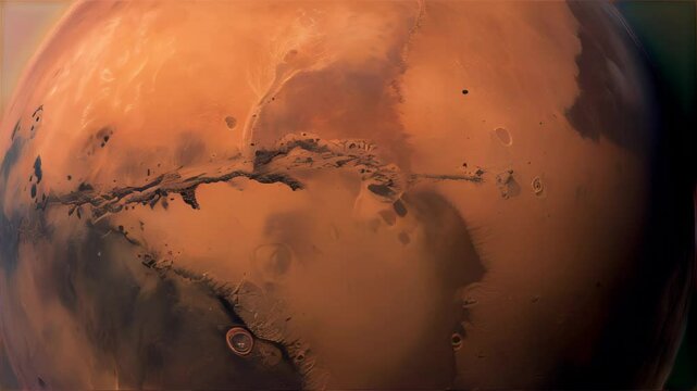 Mars planet rotating closeup