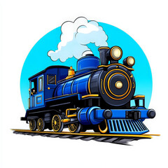 Classic 2D Cartoon Steam Locomotive Illustration