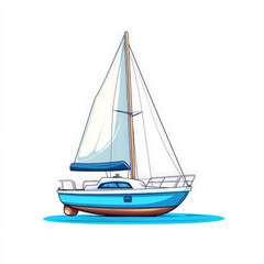 Cartoon Sailboat Illustration on Calm Water