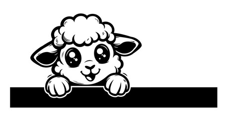 cute sheep peeking with adorable expression