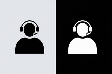 Minimalist Customer Support Icon in Black and White Design