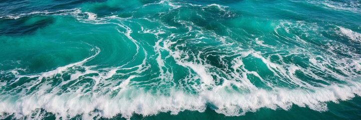 Fototapeta premium Water Waves, Turquoise Blue Wet Ocean Sea, Foam, Background Graphic
