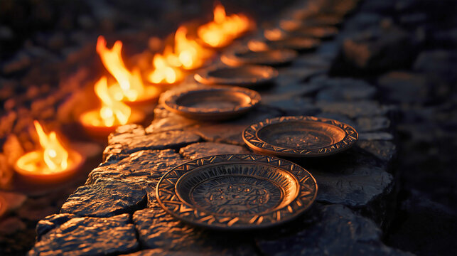 The biblical ritual of dahabe, in which various sacrifices were offered, including gold, involved dahabe with metal plates arranged beside the fire.