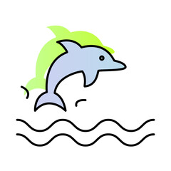 Dolphin with Waves Representing Marine Conservation and Sustainability. Eco-Friendly and Ocean Protection