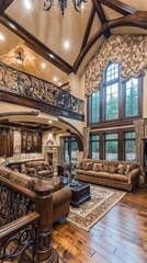 Exquisite Luxury Living Room with Intricate Architectural Details