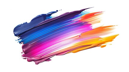 Bold, vibrant strokes of pride rainbow paint brushed across a white background, each color blending seamlessly 