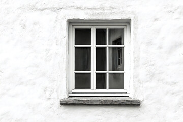 wooden frame of a white window on a white background