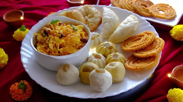Diwali snacks Diwali faral, Diwali Special sweet and salty snacks, Festival snacks from Maharashtra, India.