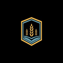 Wheat vector logo shield design