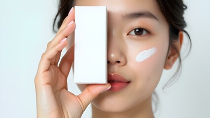 Skincare Product Bottle Mockup with Asian Woman Model_4