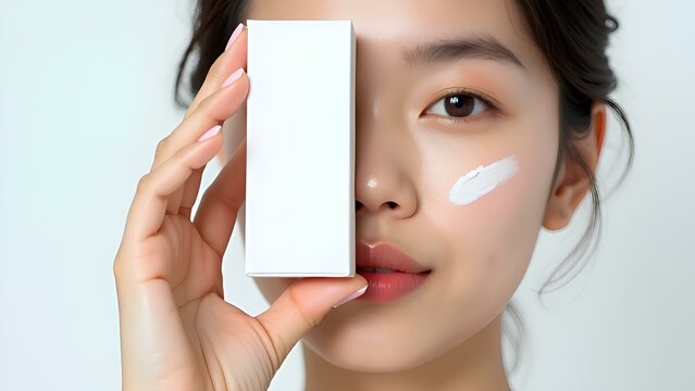 Skincare Product Bottle Mockup with Asian Woman Model_4