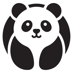 Cute Panda On Black Background withihn a circle