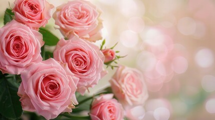 Springtime Bliss, a dreamy backdrop featuring soft-focus blooming roses, exuding romance and fragrance, perfect for evoking feelings of love and renewal.
