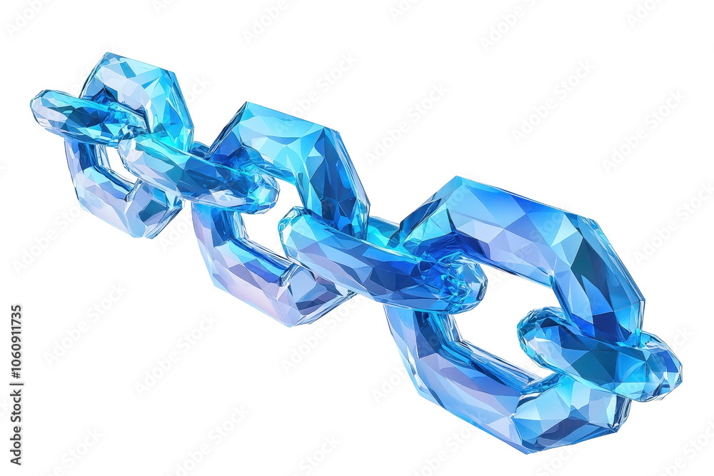 Fototapete abstract 3d rendering of a transparent blue crystal chain, symbolizing strength and connection. perf