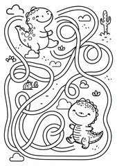 Adorable Dinosaur Maze for Kids' Fun and Education