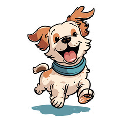 Cheerful Cartoon Dog Leaping With Joy and Playfulness