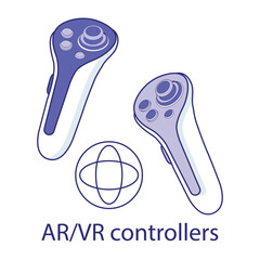 Vector icon for AR/VR Controllers. Shows controllers designed for immersive augmented and virtual reality experiences.