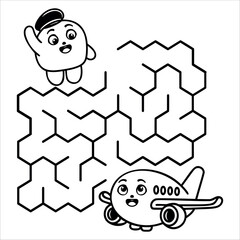 Cute Cartoon Characters Navigating a Fun Maze Design