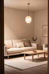 Minimalist, japandi style interior design of modern living room