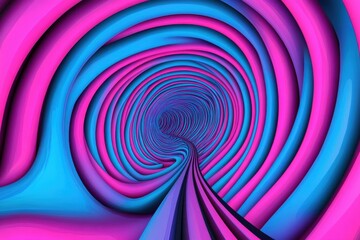 Obraz premium A vibrant abstract tunnel with swirling pink and blue hues, creating a mesmerizing depth illusion.