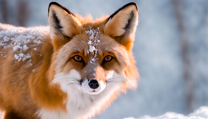 Fototapeta premium Red Fox in Fresh Snow