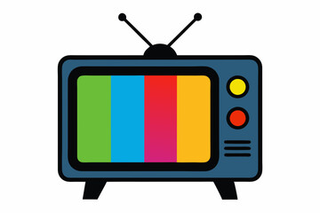 Retro TV with Color Bars Vector Art