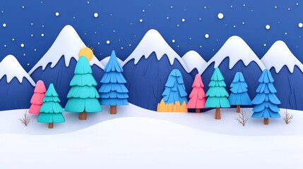 Fototapeta premium An aurora borealis display illuminates the night sky above a snowy forest.