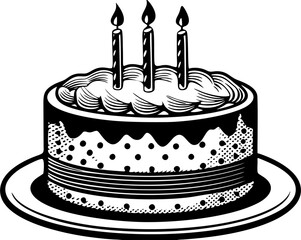 simple birthday cake illustration handdrawn