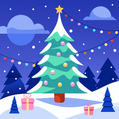 Obraz premium Snow holiday Christmas winter tree white background