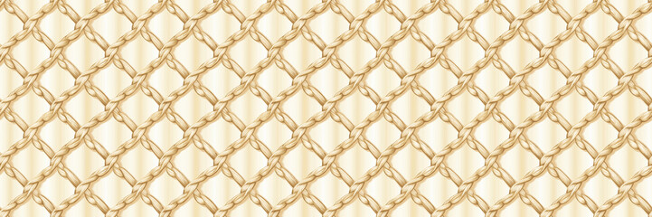 Fototapeta premium Elegant seamless golden rope pattern on light background