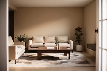 Minimalist, japandi style interior design of modern living room