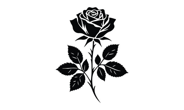 recommend clip art: silhouette rose, Roses tattoo. Black roses vector design. Black silhouette of rose, Valentines day silhouette of rose element set. Romantic, rose silhouette vector and white background